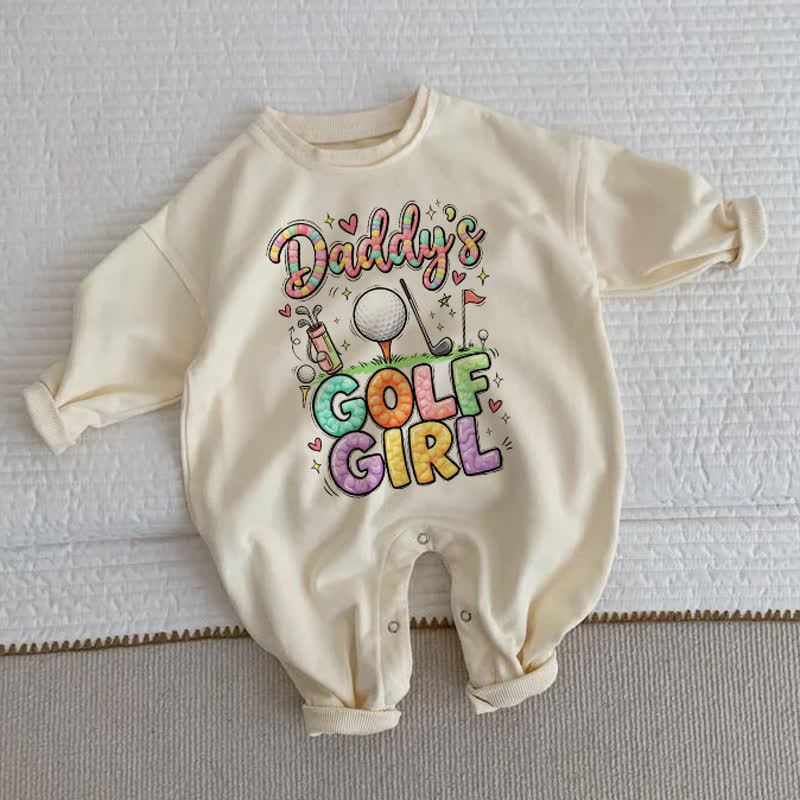 DADDY'S GOLF GIRL Baby Toddler Beige Romper - Beige - 2-3T - image 1