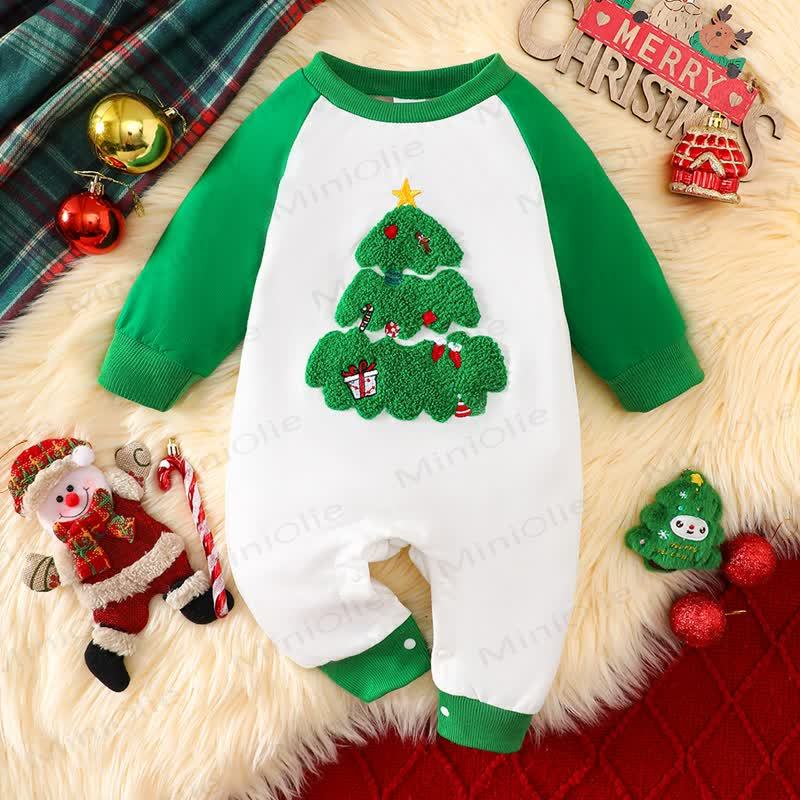 Baby Christmas Tree Long Sleeve Romper - Green - 3-6M - image 1