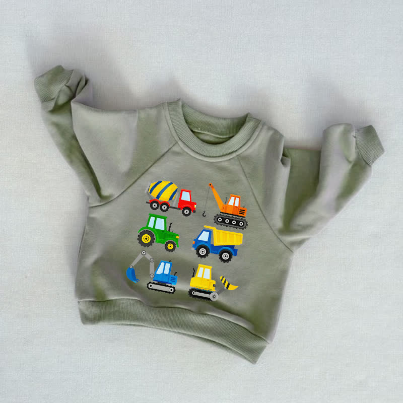 Baby Toddler Construction Vehicle Grey Green Sweatshirt - Grey Green - 3-5T - image 1