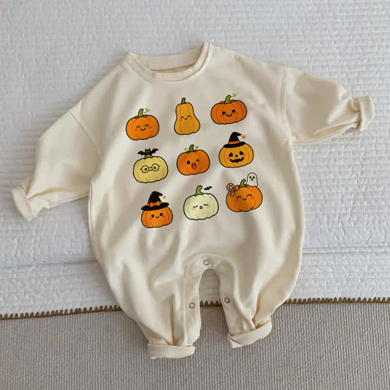 Baby Toddler Pumpkins Print Beige Romper - Beige - 2-3T - image 1