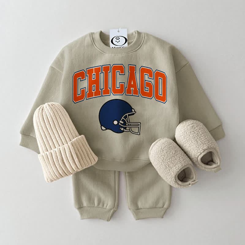 CHICAGO Baby Football Sweatshirt 2-piece Set - Grey Green - 2-3T - image 2