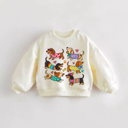 Baby Toddler Daschund Print Cream Sweatshirt - Cream - 3-5T - image 1