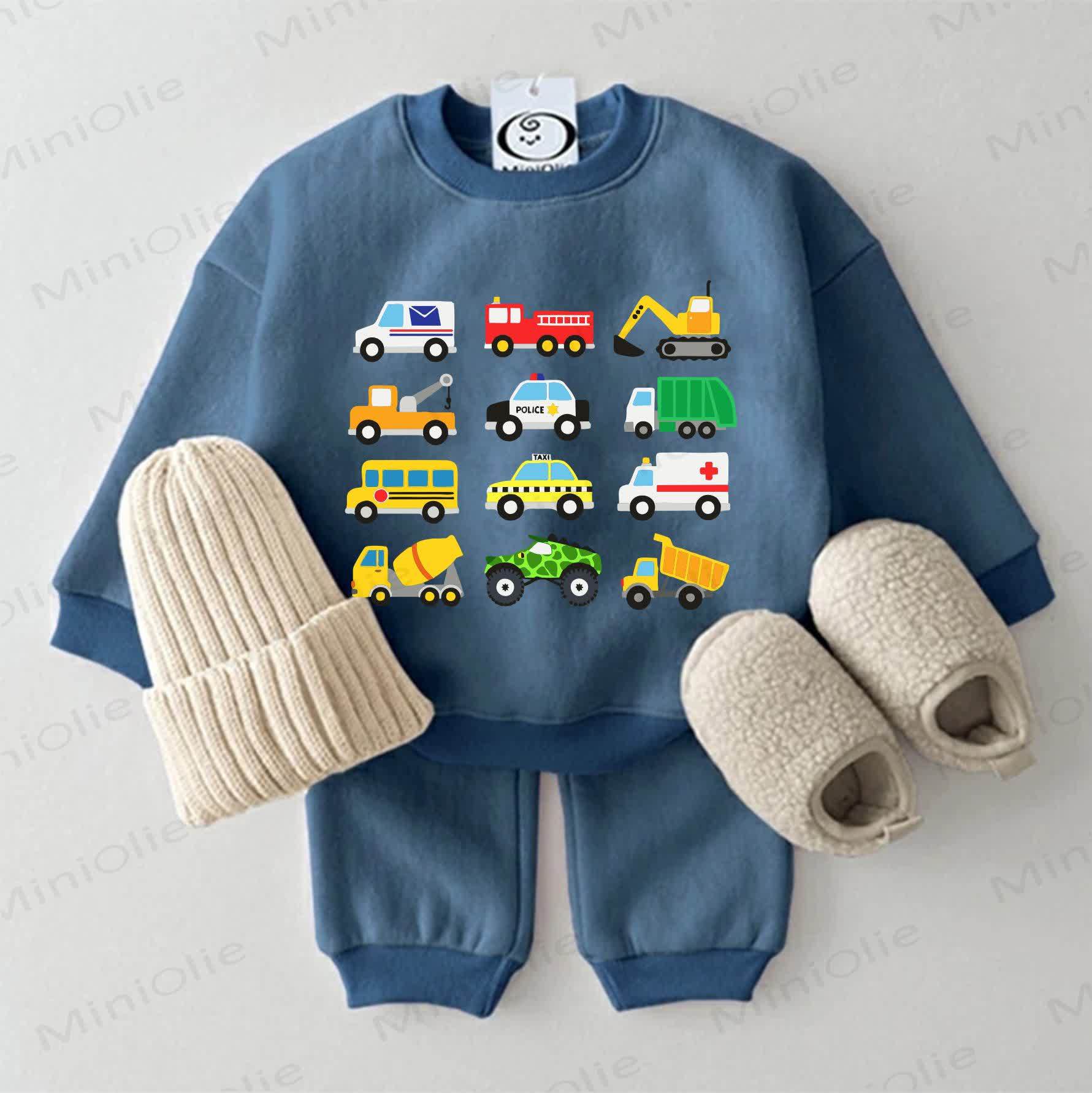 Baby  Car Sweatshirt 2-piece Blue Set - Blue - 2-3T - image 1