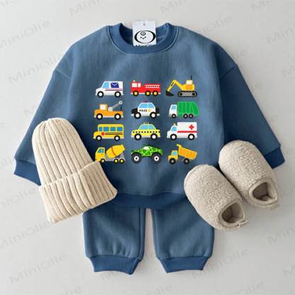 Baby  Car Sweatshirt 2-piece Blue Set - Blue - 2-3T - image 1