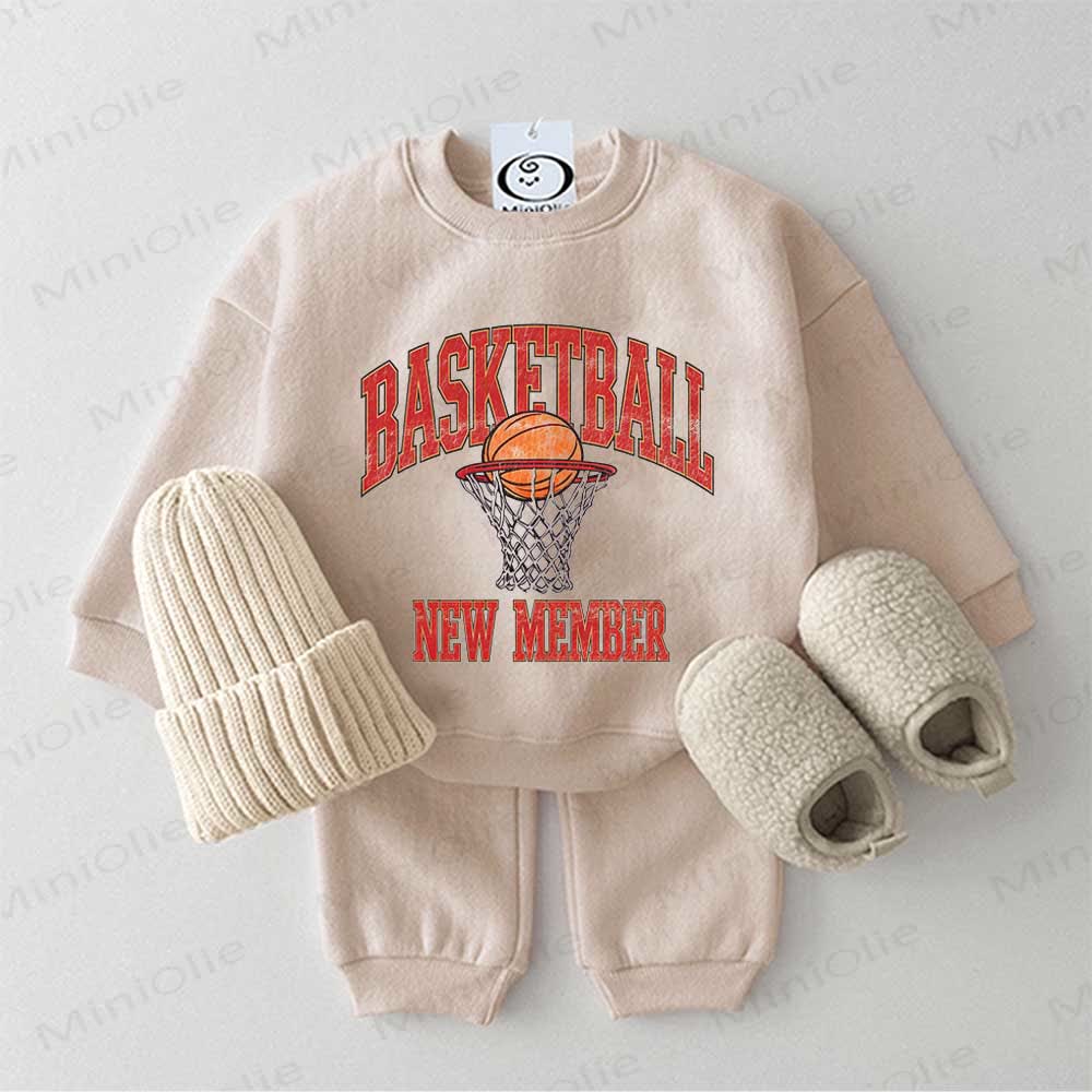 BASKETBALL NEW MEMBER Baby Beige Sweatshirt 2-piece Set - Beige - 2-3T - image 1