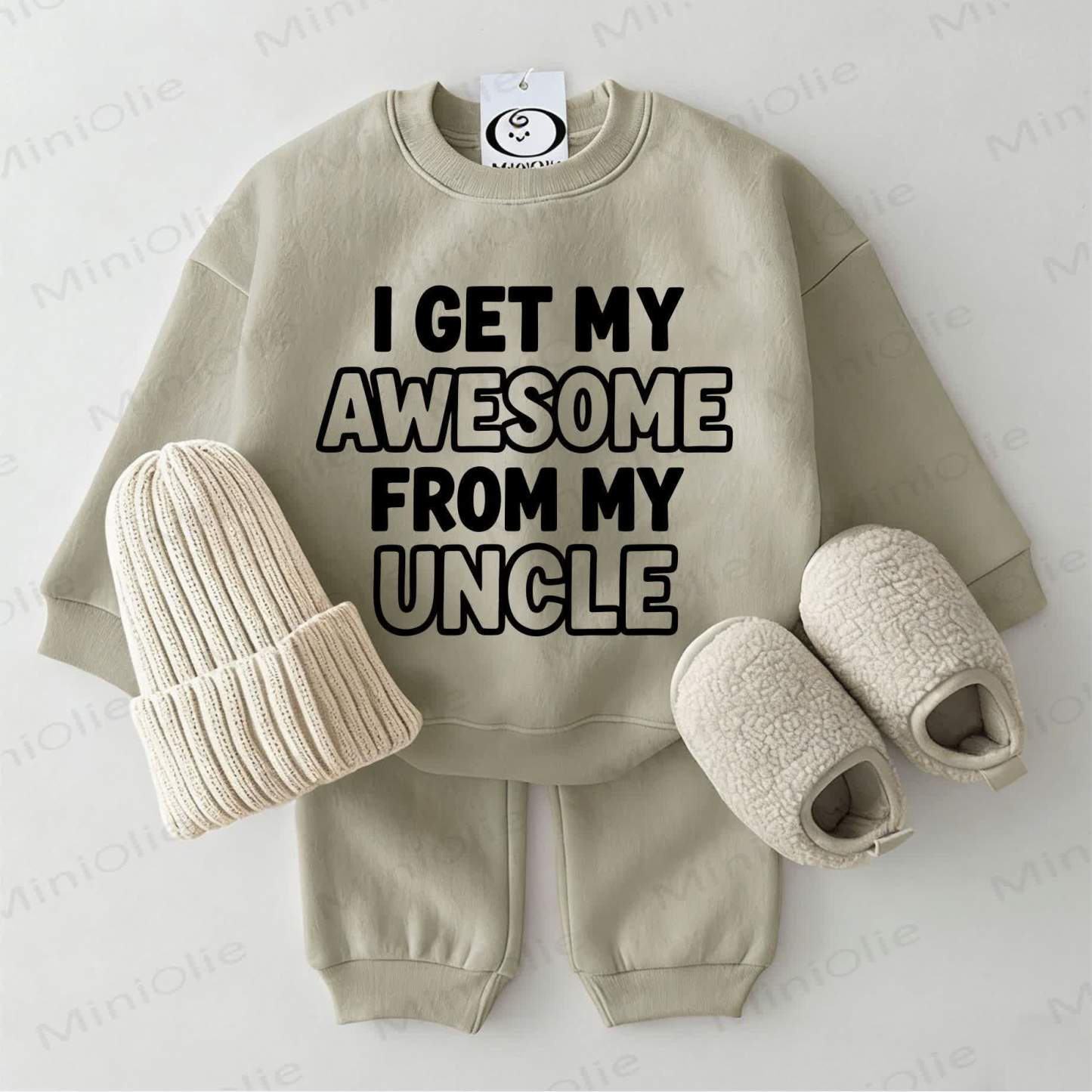 I GET MY AWESOME FROM MY UNCLE Baby Sweatshirt 2-piece Set - Grey Green - 2-3T - image 1