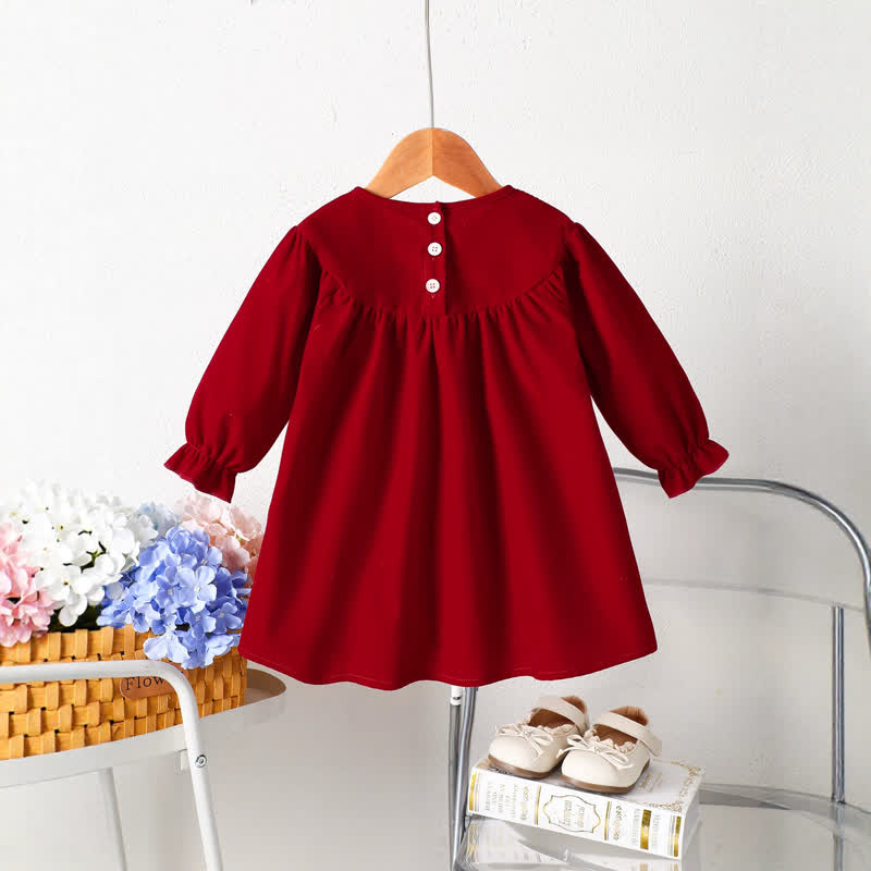 Baby Toddler Girl Red Bow Embroidery Dress - image 2