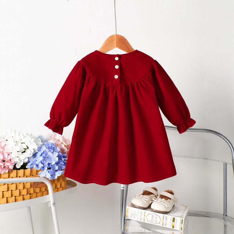 Baby Toddler Girl Red Bow Embroidery Dress - image 2