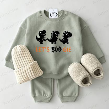 LET'S BOO GIE Baby Dinosaur Sweatshirt 2-piece Set - Grey Green - 2-3T - image 1