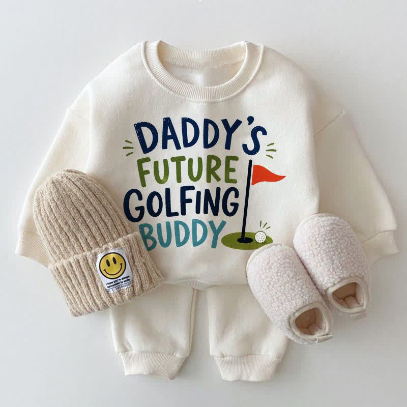 DADDY'S FUTURE GOLFING BUDDY Baby White Sweatshirt 2-piece Set - White - 2-3T - image 1