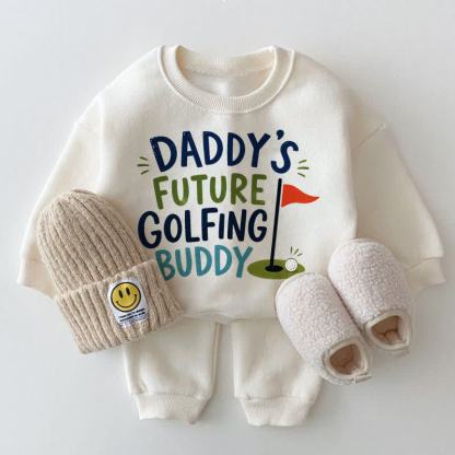 DADDY'S FUTURE GOLFING BUDDY Baby White Sweatshirt 2-piece Set - White - 2-3T - image 1