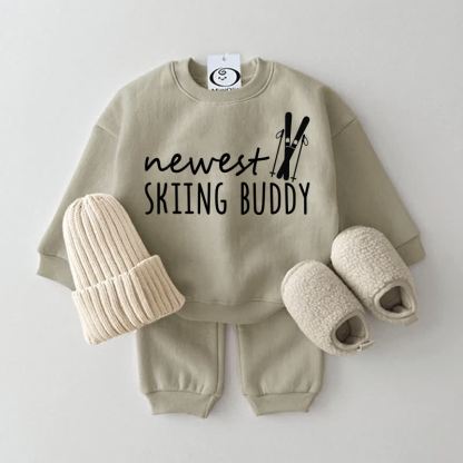 NEWEST SKIING BUDDY Baby Sweatshirt 2-piece Set - Grey Green - 2-3T - image 2