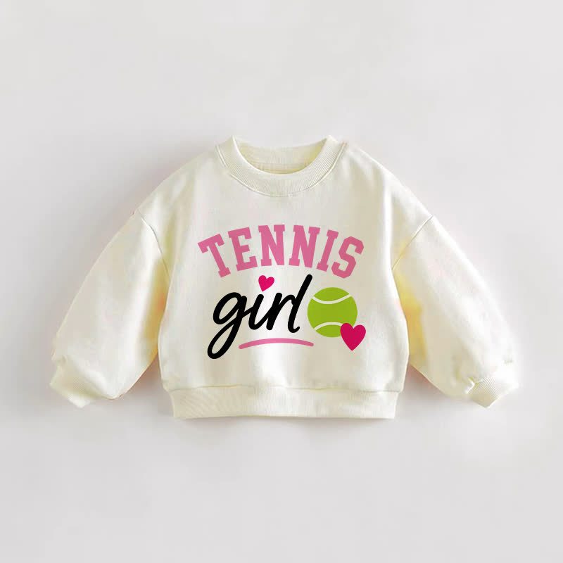 TENNIS GIRL Baby Toddler Cream Sweatshirt - Cream - 3-5T - image 1