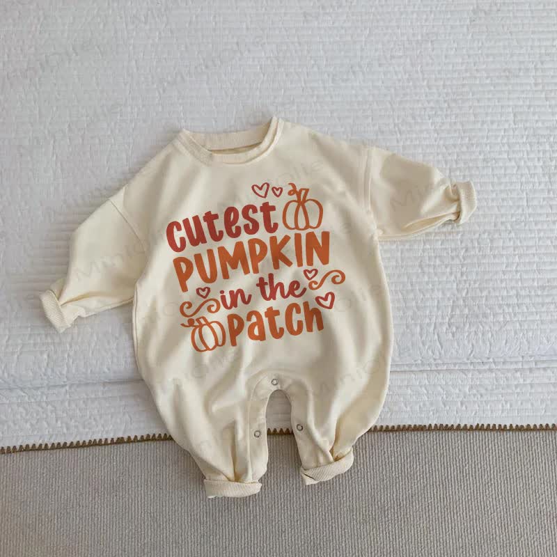 CUTEST PUMPKIN IN THE PATCH Baby Romper - Beige - 2-3T - image 1