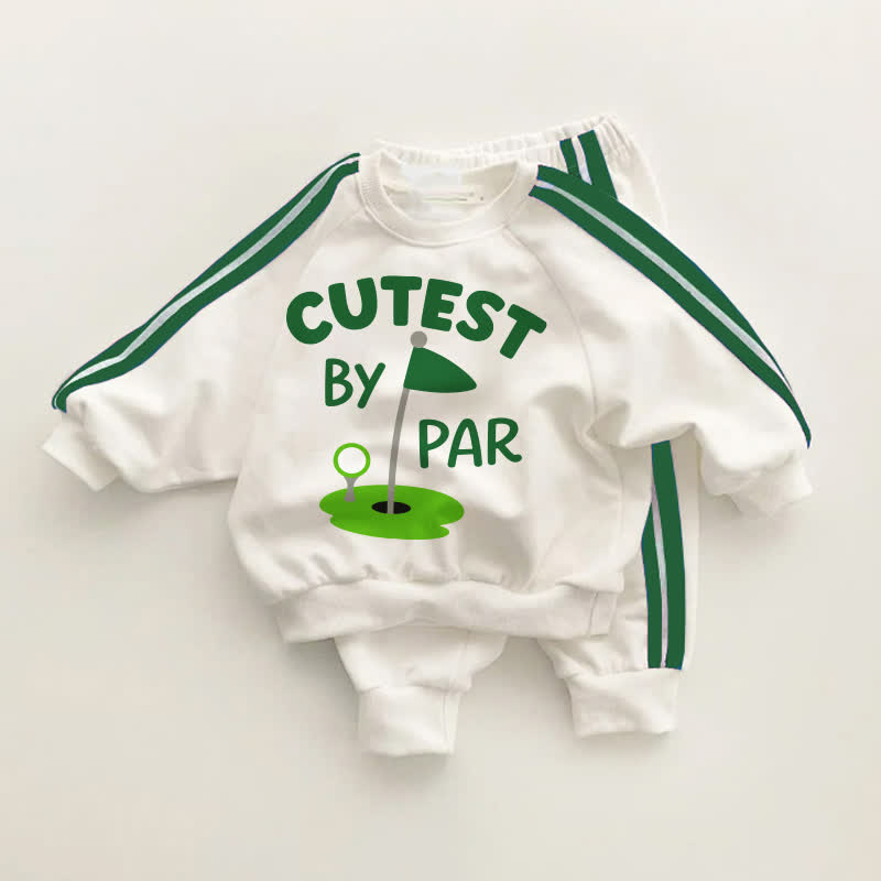 CUTEST BY PAR Baby Toddler Golf Green Striped 2-piece Set - White&Green - 3-5T - image 1
