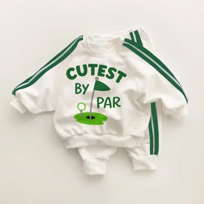 CUTEST BY PAR Baby Toddler Golf Green Striped 2-piece Set - White&Green - 3-5T - image 1