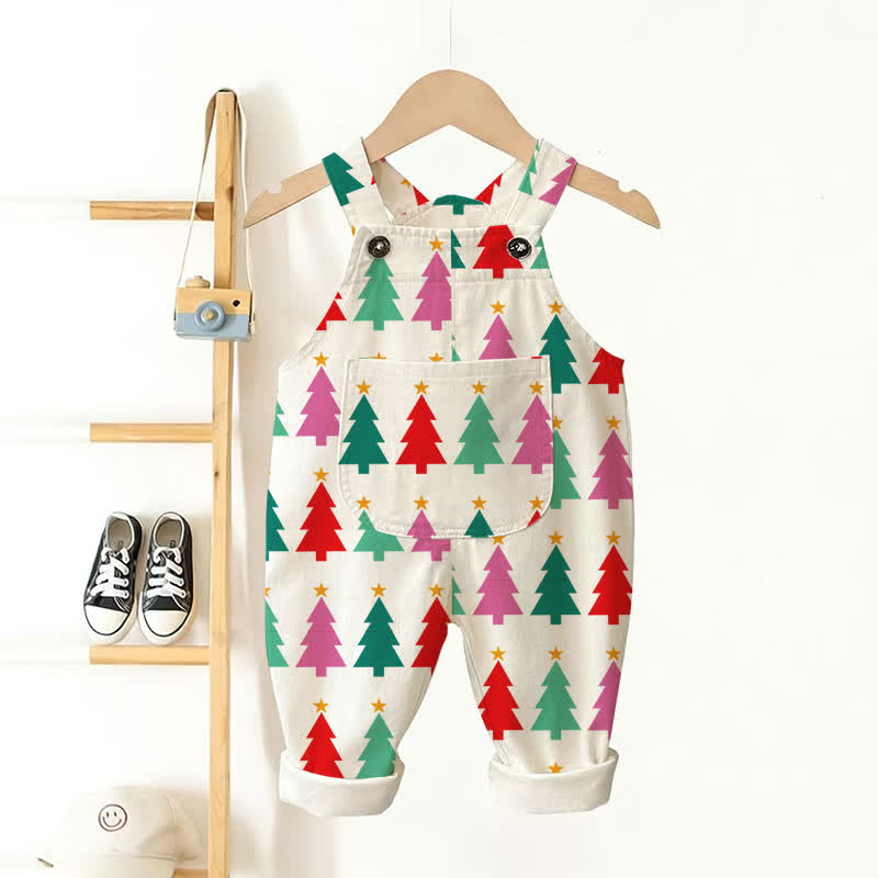 Baby Christmas Tree Pocket Overalls - Beige - 3-5T - image 1