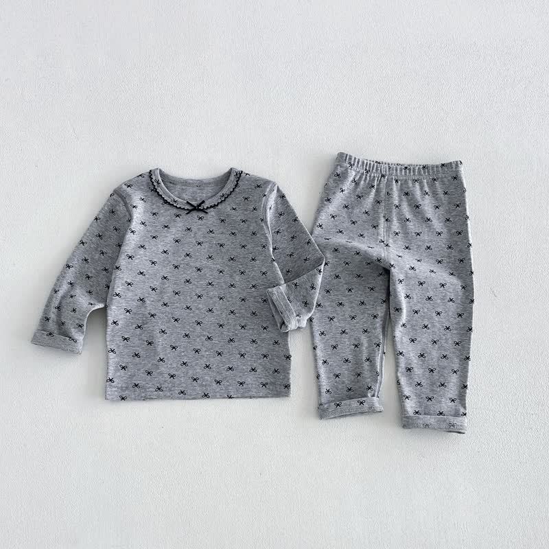 Baby Toddler Girl Cozy Floral Pajama 2-piece Set - Gray - 6-7T - image 2