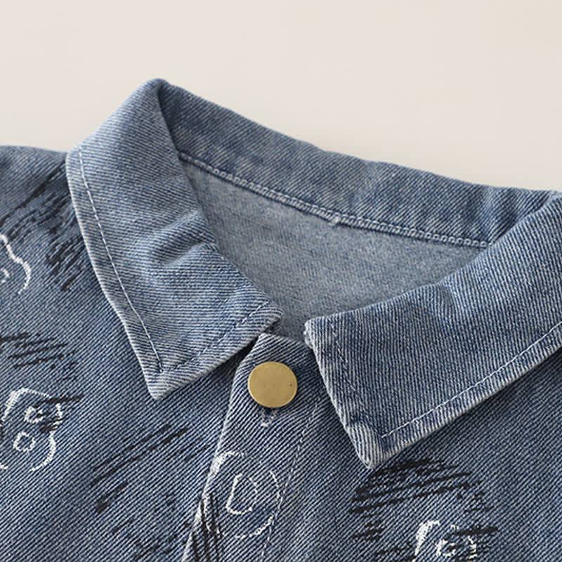 Toddler Baby Boy Cartoon Hoodie and Denim Vest 3-piece Set - image 5
