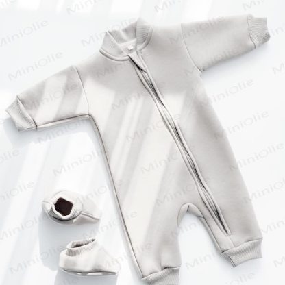 Baby Fleece Lined Zip Romper with Booties - image 10