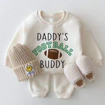 DADDY'S FOOTBALL BUDDY Baby White Sweatshirt 2-piece Set - White - 2-3T - image 1