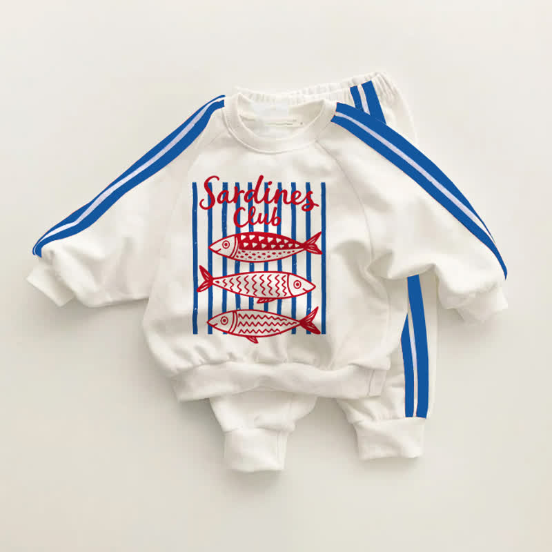 SARDINES CLUB Baby Blue Striped 2-piece Set - White&Blue - 3-5T - image 1