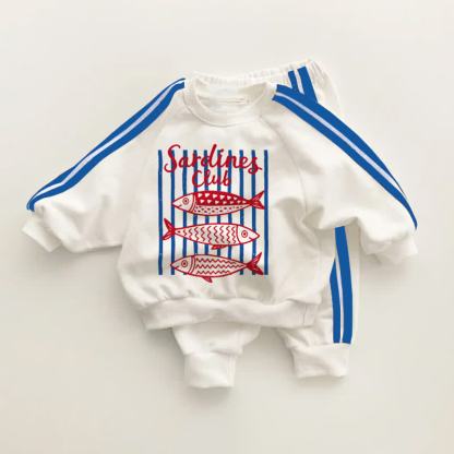 SARDINES CLUB Baby Blue Striped 2-piece Set - White&Blue - 3-5T - image 1