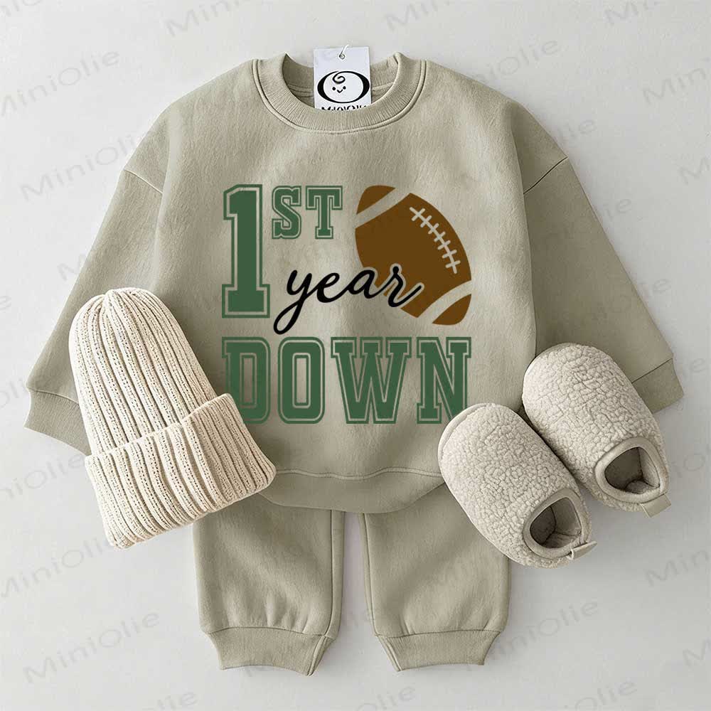 1ST YEAR DOWN Baby Rugby 2-piece Grey Green Set - Grey Green - 2-3T - image 1