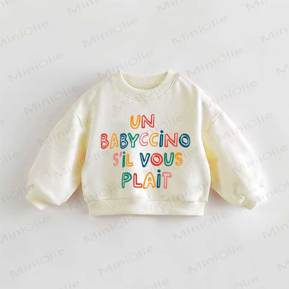 UN BABYCCINO S'IL VOUS PLAIT Baby Toddler Cream Sweatshirt - Cream - 3-5T - image 1