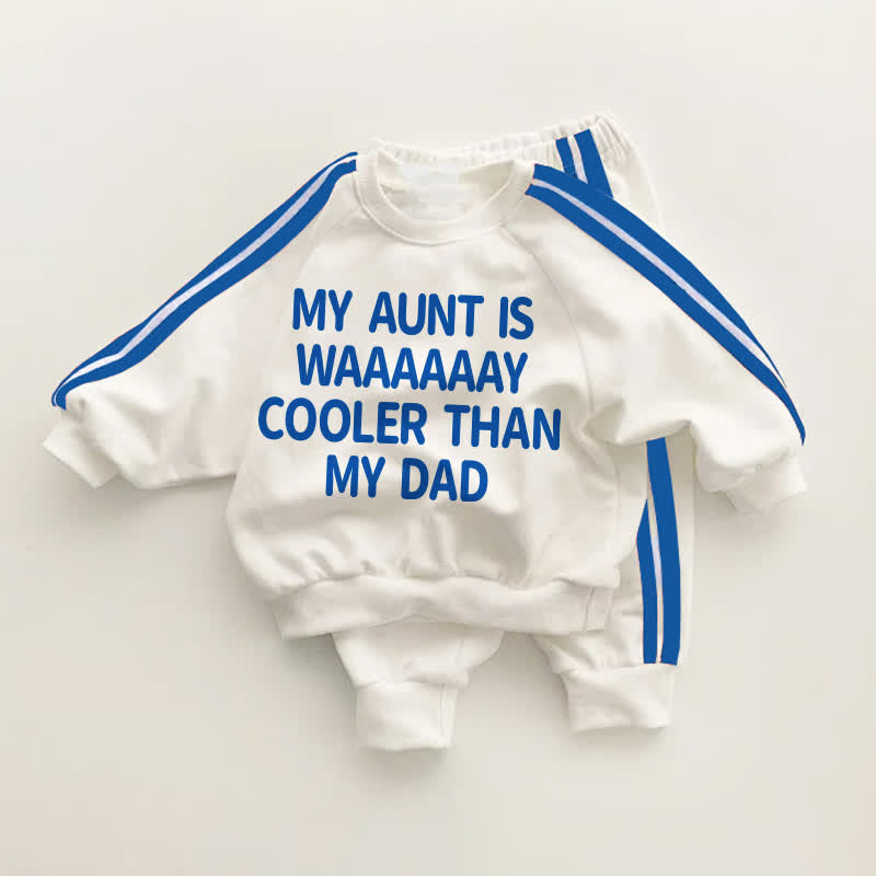 MY AUNT IS WAAAAAAY COOLER THAN MY DAD Baby Blue Striped 2-piece Set - White&Blue - 3-5T - image 1