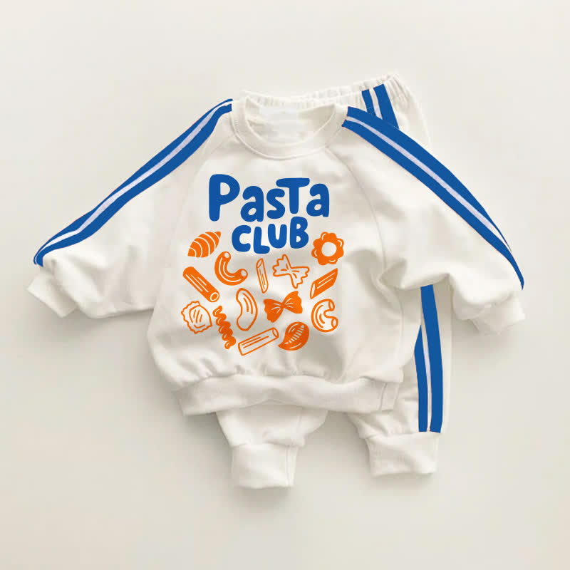 PASTA CLUB Baby Food Print Blue Striped 2-piece Set - White&Blue - 3-5T - image 1