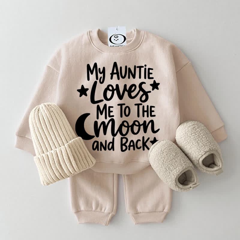 MY AUNTIE LOVES ME TO THE MOON AND BACK Baby Sweatshirt 2-piece Set - Beige - 2-3T - image 1