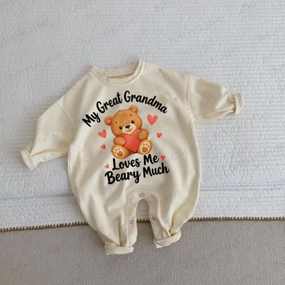 MY GREAT GRANDMA LOVES ME BEARY MUCH Baby Beige Romper - Beige - 2-3T - image 1
