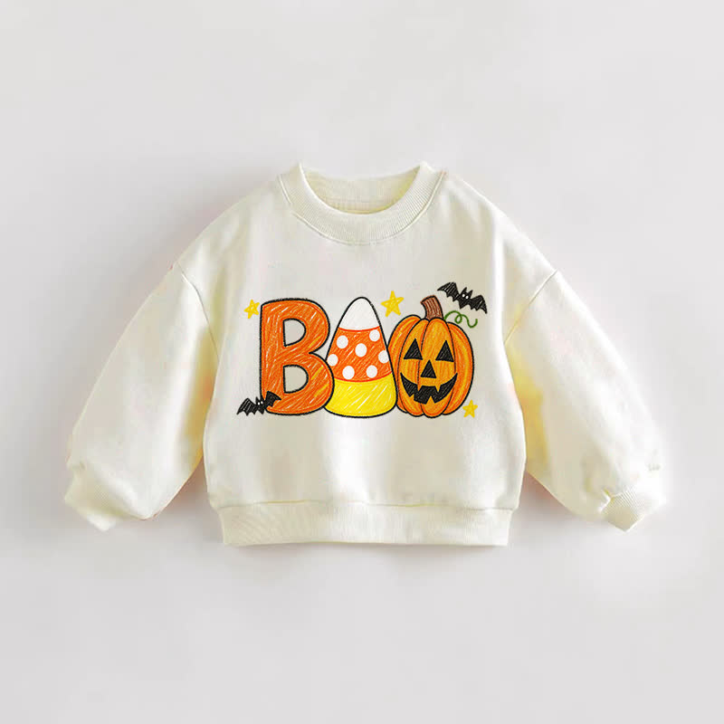 BOO Baby Toddler Pumpkin Print Cream Sweatshirt - Cream - 3-5T - image 1