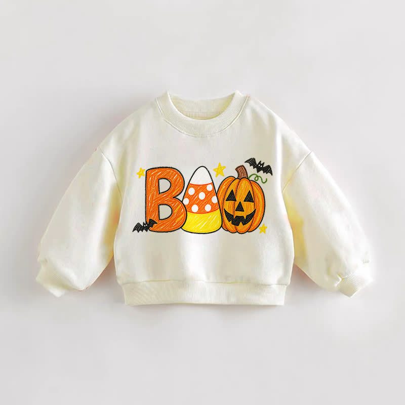BOO Baby Toddler Pumpkin Print Cream Sweatshirt - Cream - 3-5T - image 1