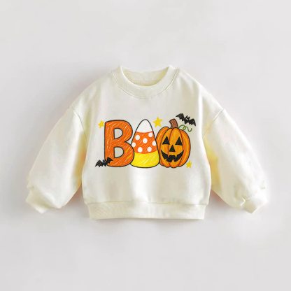 BOO Baby Toddler Pumpkin Print Cream Sweatshirt - Cream - 3-5T - image 1