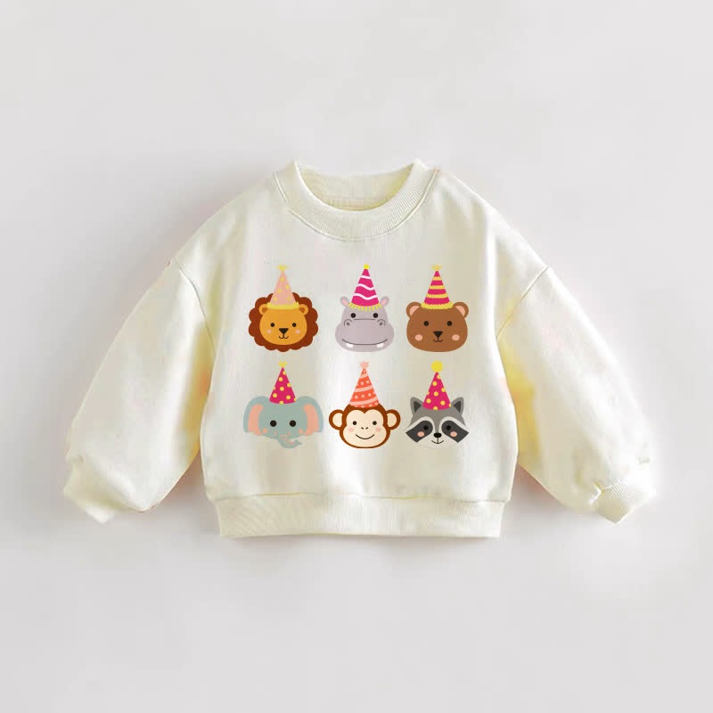 Baby Toddler Birthday Animals Cream Sweatshirt - Cream - 3-5T - image 1