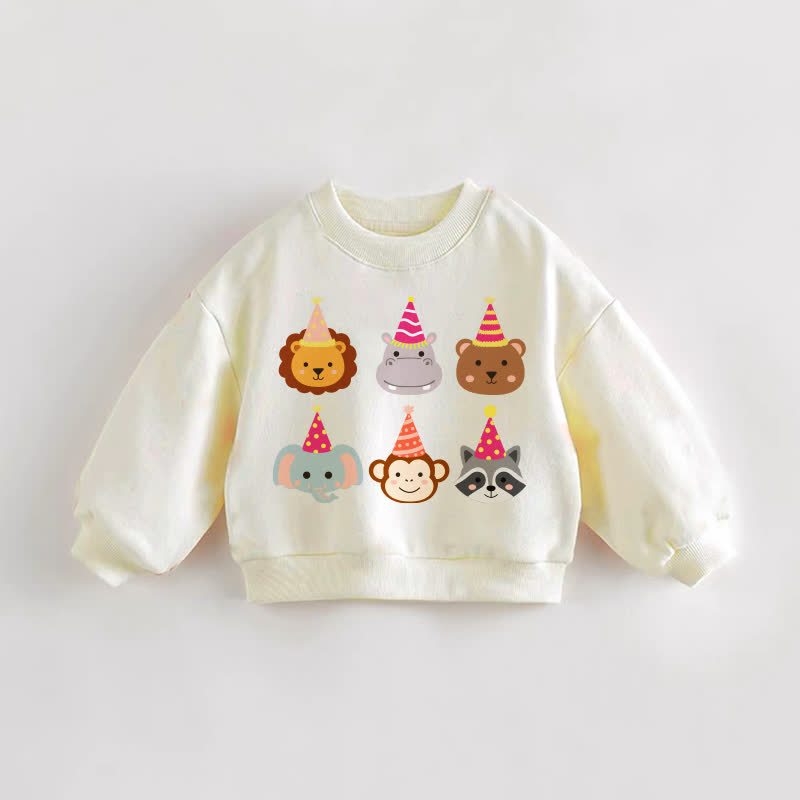 Baby Toddler Birthday Animals Cream Sweatshirt - Cream - 3-5T - image 1