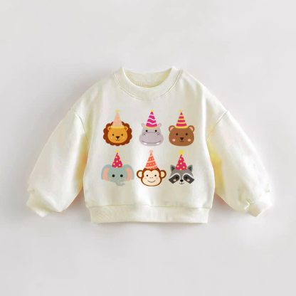 Baby Toddler Birthday Animals Cream Sweatshirt - Cream - 3-5T - image 1