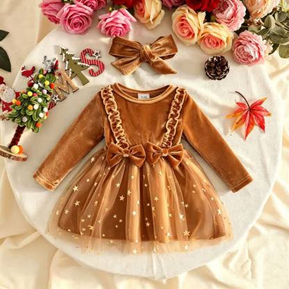 Baby Girl Velvet Butterfly Tulle Dress - Brown - 12-18M - image 5