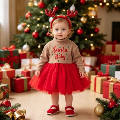 Baby Girl Turtleneck Tulle Christmas Dress - image 1