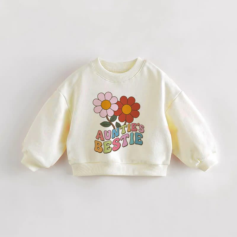 AUNTIE'S BESTIE Baby Toddler Flower Print Cream Sweatshirt - Cream - 3-5T - image 1