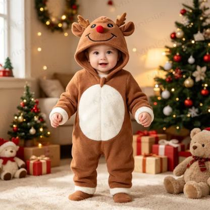 Baby Christmas Reindeer Hooded Romper - image 9