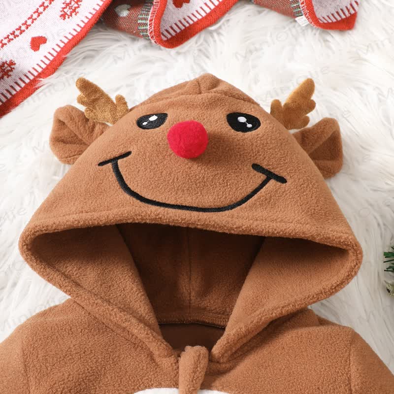 Baby Christmas Reindeer Hooded Romper - image 3