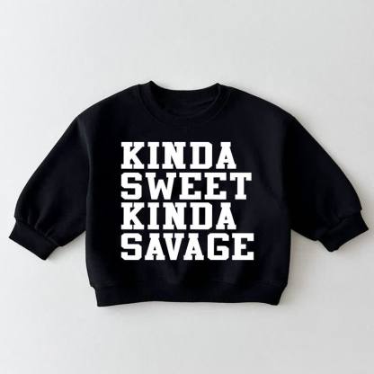KINDA SWEET KINDA SAVAGE Baby Toddler Black Sweatshirt - Black - 3-5T - image 1