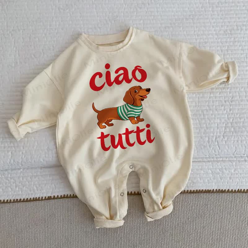 CIAO TUTTI Baby Toddler Daschund Beige Romper - Beige - 2-3T - image 1
