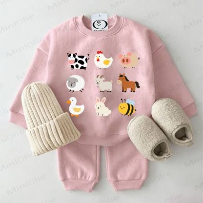  Baby Animals  Sweatshirt 2-piece Pink Set - Pink - 2-3T - image 1