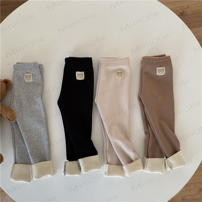 Toddler Bear Patch Ribbed Fleece Lined Leggings - image 3