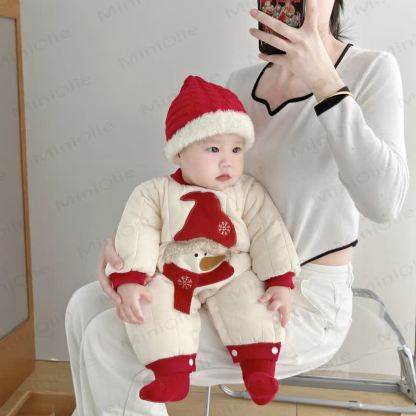 Baby Snowman Quilted Romper - Beige - 2-3T - image 1
