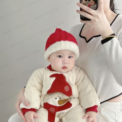 Baby Snowman Quilted Romper - image 2